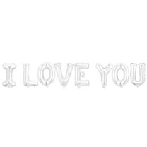 Fmbmuo 1 pcs Silver Aluminum Film Letter Balloons Decorations 16 Inch "I Love You"Letter , Balloon Sets for Birthday,Weddings, Anniversaries Decorations