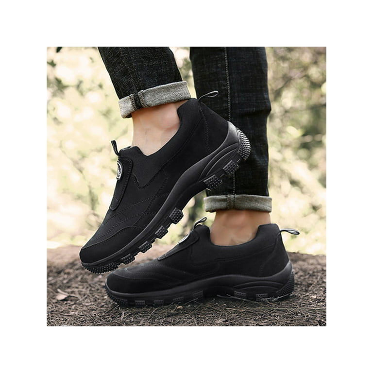 LUXUR Loafers Slip On Shoes Casual Wide Work Shoe Walking Driving Sneakers Comfortable Black 7.5 - Walmart.com