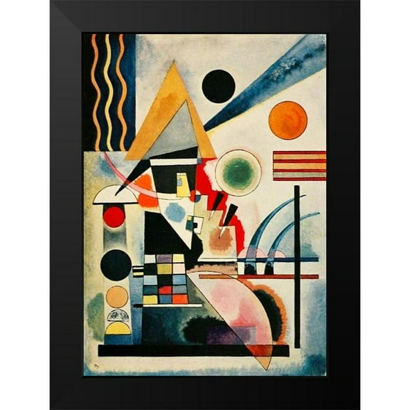 Kandinsky, Wassily 11x14 Black Modern Framed Museum Art Print Titled - Swinging-no.291 1925