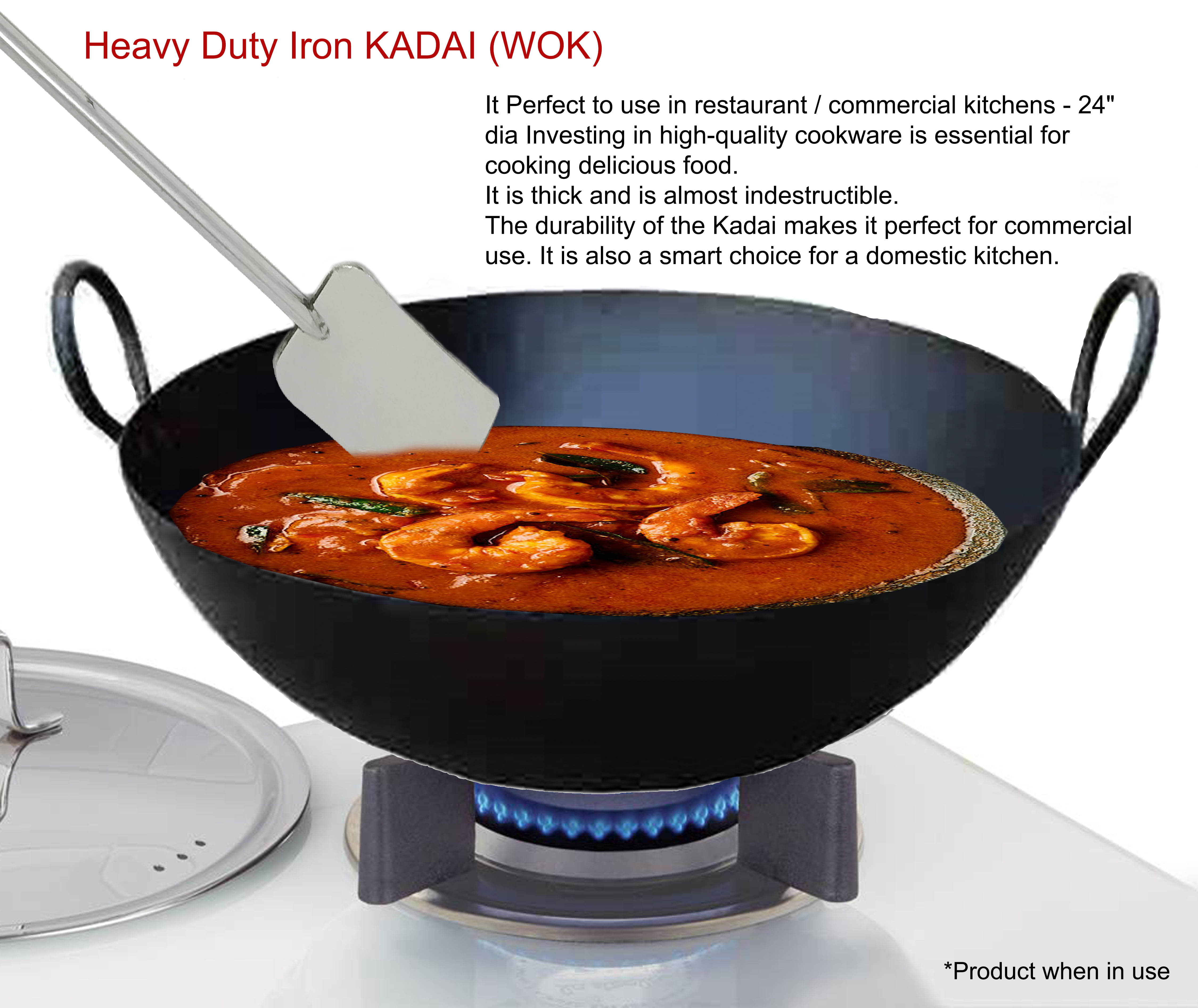 Traditional Indian Iron Kadai Wok - 18 inches with handles. — Nishi  Enterprise Inc