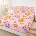 thumbnail image 4 of jejeloiu Pink Star Cat Polka Dot Full Size Sheets Kids,Lovely Kitten Print Bed Sheets,4 Pieces, 4 of 6