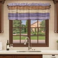 thumbnail image 6 of 2 Pack Farmhouse Purple Brown Valances for Windows Bedroom Living Room Window Treatments, Vintage Wooden Striped Rod Pocket Valance Drapes Short Kitchen Curtains Over Sink 42"x12", 6 of 8