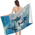thumbnail image 2 of PHYHOO Kids Bath/Pool/Beach Towel, Jumping Oversized Quick Dry Microfiber Beach Towel Ocean Lightweight Sand Free Towel Super Soft &amp; Absorbent for Travel Swimming Sports 30x60in, 2 of 8