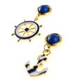 thumbnail image 2 of Women's Elegant Navy Anchor Helm Style Alloy Long Dangle Drop Jewelry Earrings, 2 of 2