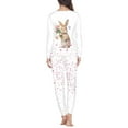 thumbnail image 3 of Renewold Thermal Long Sleeve Pajama for Sleep Jogger Easter Gifts Floral Rabbit Round Neck Pullover Tops and Heart Pant Set of 2 Relaxed Home Life Nightwear Size 4XL, 3 of 4