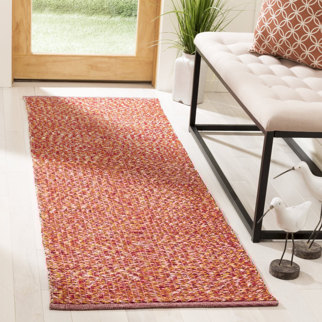 thumbnail image 3 of SAFAVIEH Montauk Zelma Braided Cotton Area Rug, Orange/Multi, 6' x 9', 3 of 8
