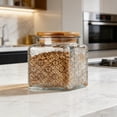 thumbnail image 4 of Weloille Transparent Glass Storage Jar, Embossed Sealed Preservation Spice Jar, Floating Glass Candy Container for Kitchen, 4 of 6