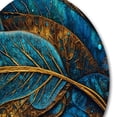 thumbnail image 4 of Designart "Melodies of Boho Blue And Gold I" Boho Feather Round Metal Art, 4 of 5