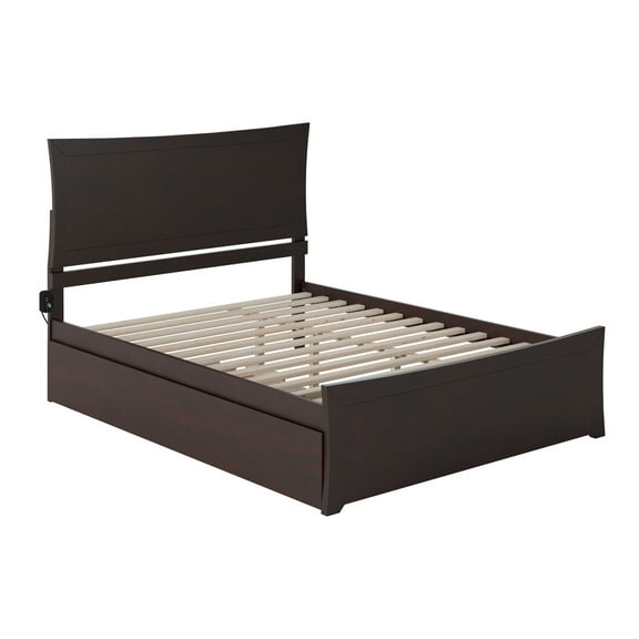 AFI Metro Solid Wood Queen Bed and Footboard with Twin XL Trundle in Espresso