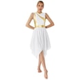 thumbnail image 3 of YiZYiF Women's Praise Dance Outfits Sleeveless Overlay Worship Dress with Wide Leg Pants Set White XXL, 3 of 7