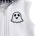 thumbnail image 4 of Yuncity Toddler Halloween Outfit Sleeveless Zip Hooded Cute Ghost Vest Drawstring Shorts Kids Holiday Fall Casual Dress Up 2 Pieces Set, 4 of 7