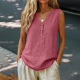 thumbnail image 5 of Women's Gauze Henley Tank Top | V-Neck Sleeveless Button Down Blouse | Lightweight Loose Fit Summer Shirts for Beach Vacation, 5 of 8