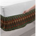 thumbnail image 2 of Bohemian Stripe Bed Skirt, Motifs Triangles and Zigzags Print, Elastic Bedskirt Dust Ruffle Wrap Around for Bedding Decor, 4 Sizes, Burnt Sienna Pale Yellow, by Ambesonne, 2 of 2