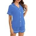thumbnail image 2 of Women's Pajama Sets Short Sleeved Notch Neck Shirt Shorts Sleepwear Nightwear Outfits Homewear, 2 of 8
