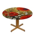 thumbnail image 3 of Nawypu  Round Fitted Tablecloth Art Flower Poppy Floral Retro Table Cloth with Elastic Edged Waterproof Wipeable Round Table Cover for Patio Parties Outdoor Decor, 3 of 7
