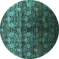 thumbnail image 1 of Ahgly Company Indoor Round Oriental Turquoise Blue Industrial Area Rugs, 4' Round, 1 of 4