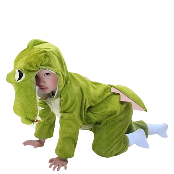 WhouRiu Jumpsuit for Toddler Boy Girl Animal Dinosaur Hooded Performance Romper Children Stage Role Play Party Bodysuit Green,Size 2-3 Y