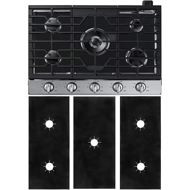Gas Stove Burner Covers Universal Gas Stove Protectors, 5 Holes Protectors Reusable Heat Resistance Gas Range Non-Stick Washable Stove Top Protectors Liners Fast Clean Kitchen Cooking