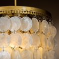 thumbnail image 6 of 3-Light Coastal Capiz Natural Seashell Chandelier Lighting Unique 3 Tiers Ceiling Light Antique Brass Electroplate Flush Mount Interior Decor Pendant Light Fixture W13.75 inch (Gold), 6 of 18