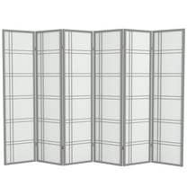 Red Lantern 6 ft. Tall Double Cross Shoji Screen - Grey - 6 Panels