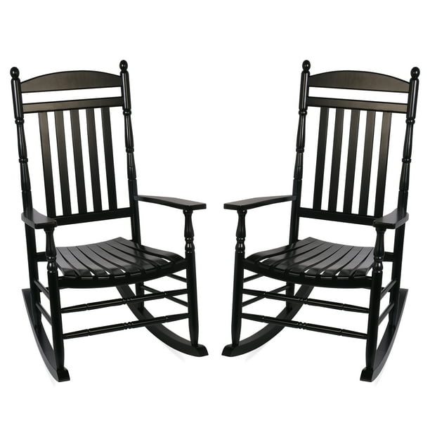 Set of 2 Outdoor Wood Rocking Chairs,AllWeather Oversized Patio Rocker