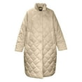 thumbnail image 4 of ZHOUCHANKIDS Elegant Long Quilted With High Gloss Finish And Notched Collar For Women Winter Fashion Outerwear Cozy Layering Beige XXXL, 4 of 4