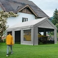 thumbnail image 4 of Quictent 10x20 ft Heavy Duty Carports with Side Zipper Doors & Snowproof Steel Cables & Ventilated Windows, Waterproof Storage Shelter for Outdoor Equipment, Gray, 4 of 9