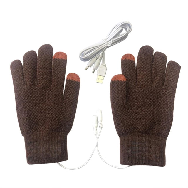 Esquí Guantes de invierno con calefacción, guantes de calefacción eléctrica portátiles, calentador de manos (marrón)