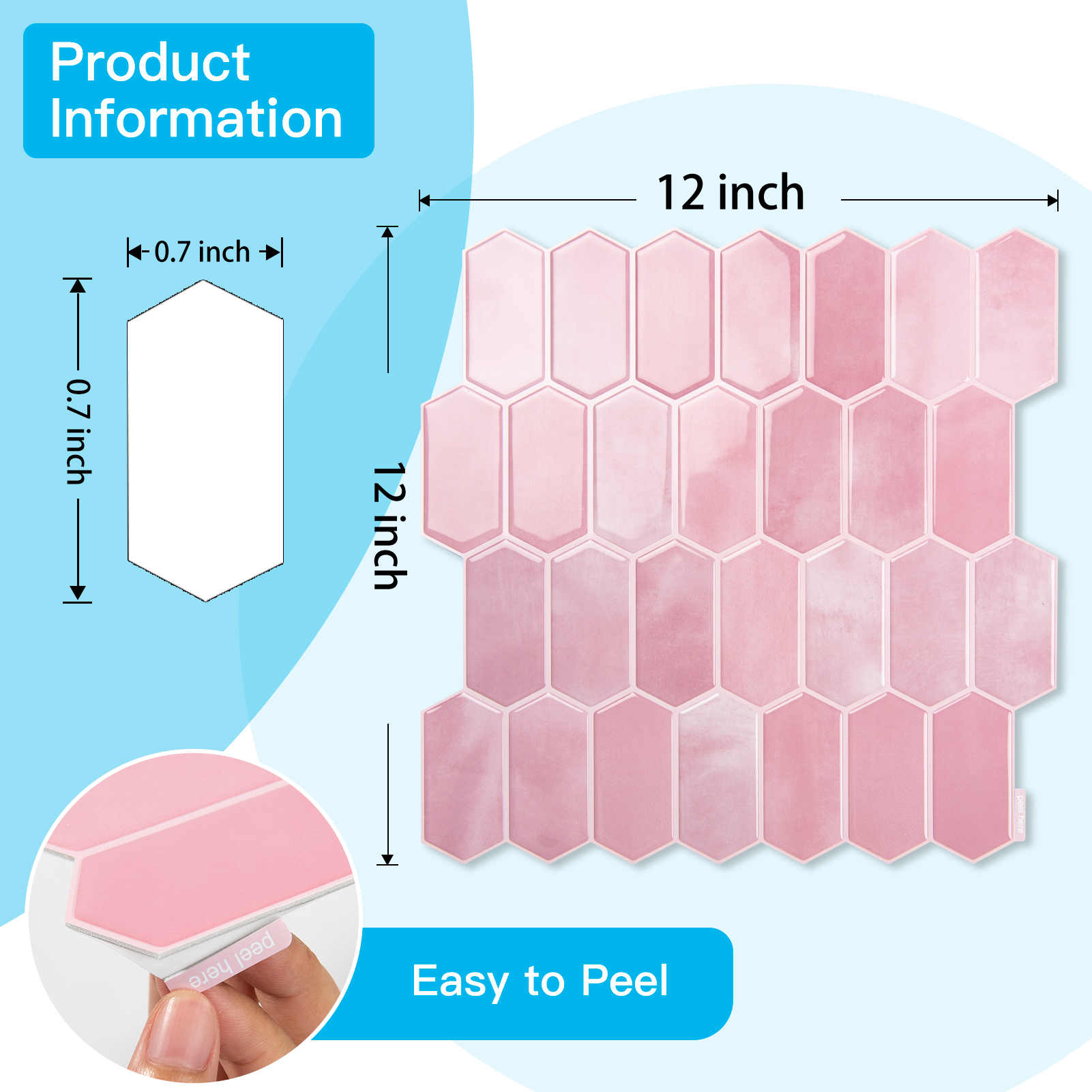10Pcs Peel and Stick Backsplash,12'' x 12'' Heavy-Duty Self-Adhesive Vinyl Wall Tiles for Kitchen,Bathroom
