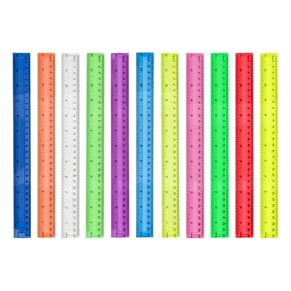 Gkeoshab Règle en Plastique Transparente Couleur Bureau&Artisanat&Stationerie Règle de 12 Pouces pour École avec cm mm et Pouce Règle Scolaire (Couleur Aléatoire) Maison & Jardin