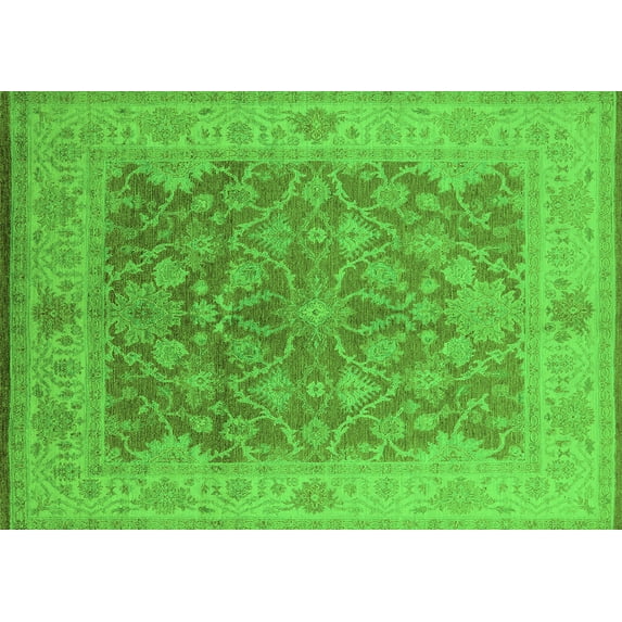 Ahgly Company Indoor Rectangle Oriental Green Traditional Area Rugs, 2' x 4'
