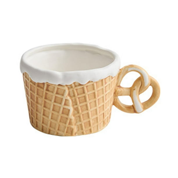 Vajilla de cerámica decorativa, versátil, de moda, con forma de galleta, cubiertos decorativos Taza marrón agarre redonda