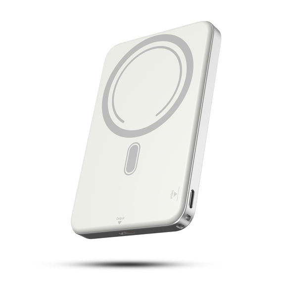 Power Bank, 5000mAh Wireless Portable Charger for iPhone, Ultral Slim Magnetic Battery Pack Compatible with 17 16 15 14 13 12, with 20W PD Fast Charging, White