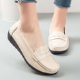 thumbnail image 2 of Viluyesy Comfort Loafers for Womens, Soft Sole Round Toe Slip-On PU Leather Casual Work Walking Flats Beige, 2 of 6