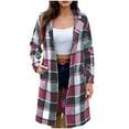 thumbnail image 2 of Gamivast Wool Coats for Women Flannel Oversized Plaid Button Down Notch Lapel Collar Winter Jackets with Pcokest Fall Fashion Long Sleeve Long Peacoats Casual Work Outfits, 2 of 5