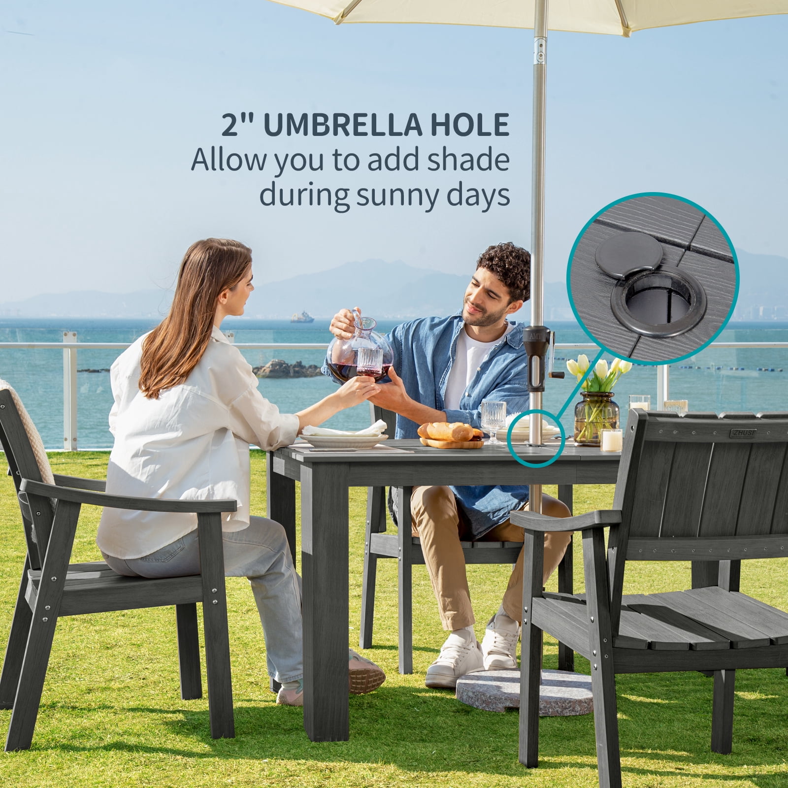 Wingyz 5PCS Patio Dining Set, All Weather Outdoor Furniture Set Plastic Dining Table with 4 Chairs