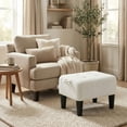 thumbnail image 7 of LEDREM Small Ottoman Foot Stool with Thick Cushion, Footrest with Sturdy Angled Legs for Living Room, Bedroom, Entryway, White and Black, 7 of 7