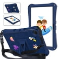 thumbnail image 5 of Case for Samsung Galaxy Tab A9+ 11.0" 2023 SM-X210 / SM-X215 / SM-X216, Shockproof Handle Convertible Stand Case Light Weight EVA Cute Kids Cover Cartoon Pattern with Shoulder Strap, Navyblue, 5 of 9