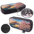 thumbnail image 4 of Vsdgher Cherry Blossoms Print Pen Case Leather Pencil Pouch Markers Holder Big Capacity Bag with Zippered Pocket for Stationery Tool, 4 of 6