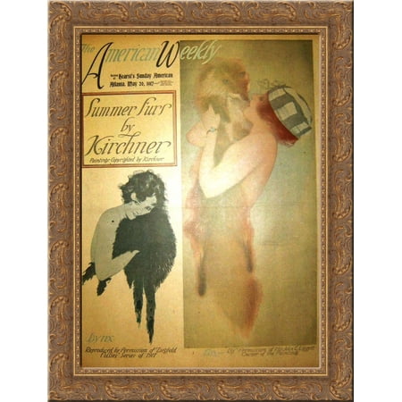 Lillian Lorraine, Hearst's Sunday American 24x18 Gold Ornate Wood Framed Canvas Art by Raphael Kirchner