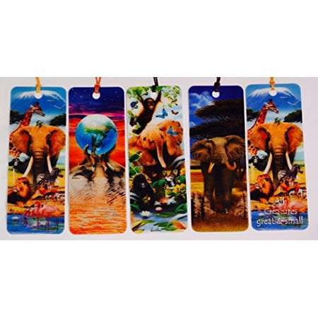 3D Totally Elephants - 3D Small And Giants Animals - 3D Jungle Babies - 3D Gentle Giants - Bookmarks with tassels For