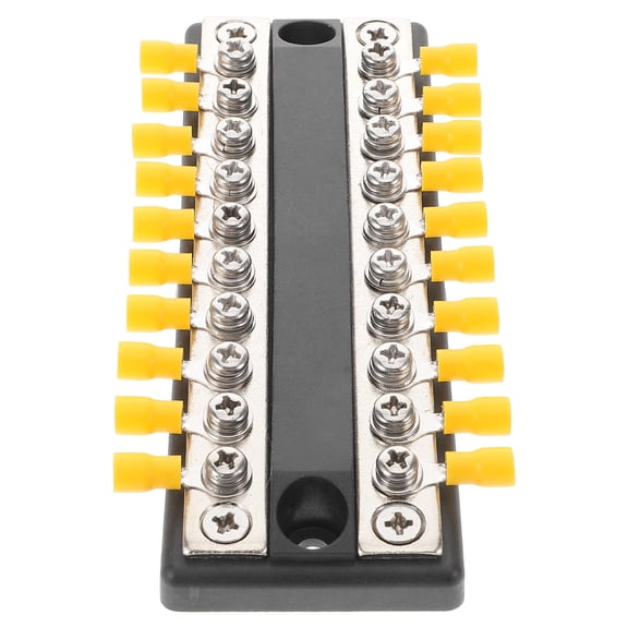 GARVALON 1Set Multi Color Straight Dual Row 10 Way Terminal Block Bus Bar for Electrical System Installation