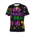 thumbnail image 3 of Rocae Mardi Gras with Flamingo for Men's Moisture-Wicking Crew Tee - T-Shirt for Sports, Outdoor Activities, and Casual WearX-Large, 3 of 9