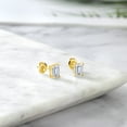thumbnail image 5 of Gem Stone King 18K Yellow Gold Plated Silver Stud Earrings for Women Men Emerald Cut Moissanite (2.00 Cttw), 5 of 5