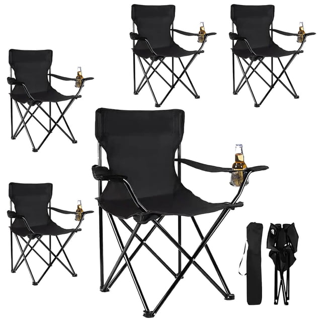 5 Sillas De Playa Alberca Camping Exterior Plegable Y Funda negro