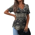 thumbnail image 3 of a.Jesdani Women's Plus Size Short Sleeve Henley Shirt V Neck Floral Blouses Tunic Tops for Women m-4x, 3 of 8