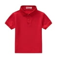 thumbnail image 4 of Linfrsh Boys Polo Shirts Short Sleeve School Uniform Shirts for Boys Casual Solid Collared Shirts Summer Tops Toddler Kids Button Plain T Shirt(Red,11-12 T), 4 of 7