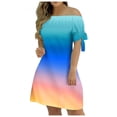 thumbnail image 2 of SMihono Robe Maxi Bohème d'Été pour Femmes Grande Taille Mode Féminine Manches Courtes Imprimé Fleurs Robe Pull Plage Robe d'Été, 2 of 5