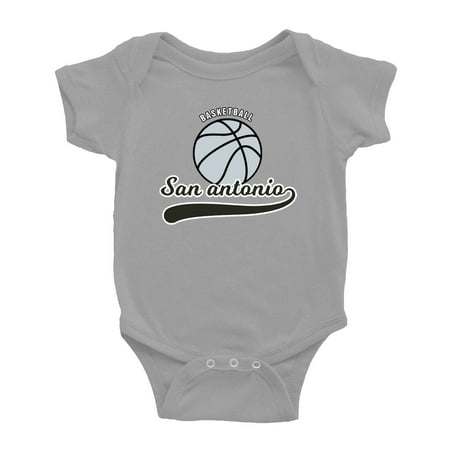 

Cute San Antonio Baby Outfits Basketball Fan Sports Baby Clothes (Gray 0-3 Monthes)