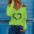 thumbnail image 2 of Mujeres Casual Impreso Sexy Manga larga Cuello en V Jersey Fuera del hombro Blusa Camiseta Tops Fridja hkj3832, 2 of 5